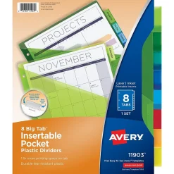 Dividers|Avery Big Tab Insertable Plastic Divider, 8 Tabs, Multicolor, 1 Set (11903)