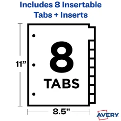 Dividers|Avery Big Tab Insertable Plastic Divider, 8 Tabs, Multicolor, 1 Set (11901)
