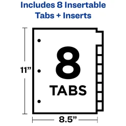 Dividers|Avery Big Tab Insertable Paper Dividers, Clear 8 Tab, Buff (11112)