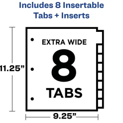 Dividers|Avery Big Tab Insertable Plastic Dividers with 2 Pockets, 8 Tabs, Two-Tone Multicolor (11983)