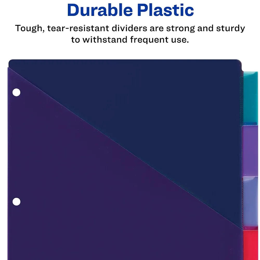 Dividers|Avery Big Tab Insertable Plastic Dividers with 2 Pockets, 5 Tabs, Two-Tone Multicolor (11982)