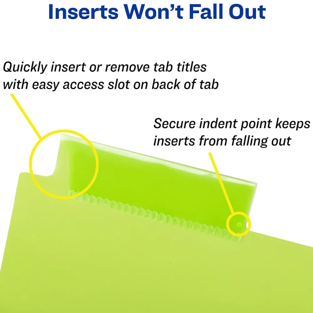 Dividers|Avery Big Tab Insertable Plastic Dividers with 2 Pockets, 5 Tabs, Two-Tone Multicolor (11982)