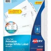 Dividers|Avery Big Tab Printable Paper Dividers with Large White Labels, 8 Tabs, White, 4 Sets/Pack (14439)