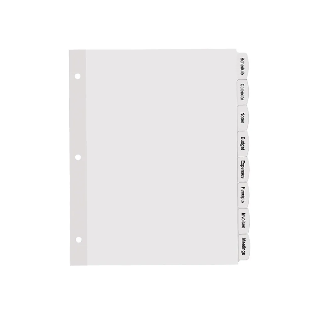 Dividers|Avery Big Tab Printable Paper Dividers with White Labels, 8 Tabs, 20 Sets/Pack (11435)