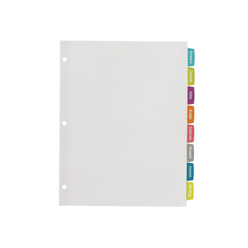 Dividers|Avery Big Tab Printable Paper Dividers with White Labels, 8 Tabs, 20 Sets/Pack (11435)