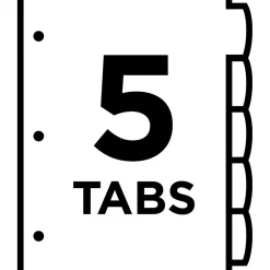 Dividers|Avery Big Tab Write & Erase Plastic Dividers, 5 Tabs, White (16370)