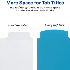 Dividers|Avery Big Tab Write & Erase Plastic Dividers, 5 Tabs, Bright Multicolor (16129)