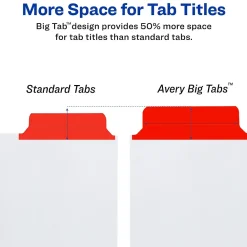 Dividers|Avery Big Tab Write & Erase Paper Dividers, 5 Tabs, Multicolor, Gold Reinforced (23076)