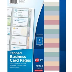 Sheet Protectors|Avery Binder Pockets, 3-Hole Punched, Clear, 5/Pack (76004)