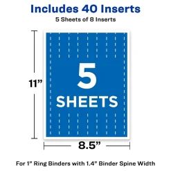 Dividers|Avery Binder Spine Inserts, For 1 Inch Ring Binders, 40 Cardstock View Binder Spine ID Inserts (89103)