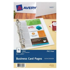 Sheet Protectors|Avery Business Card Sheet Protectors, 5.5" x 8.5", Clear, 5/Pack (76025)