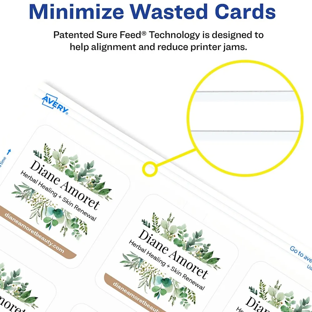 Business Cards*Avery Clean Edge Laser Square Cards with Rounded Corners, 2 1/2" x 2 1/2", White, 20 Sheets/Pack, 180 Cards/Pack (35703)