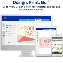 Business Cards*Avery Clean Edge Laser Square Cards with Rounded Corners, 2 1/2