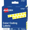 Labels|Avery Color-Coding Labels in Dispenser, 1/4" Dia, Yellow, 450 Stickers/Pack (5792)