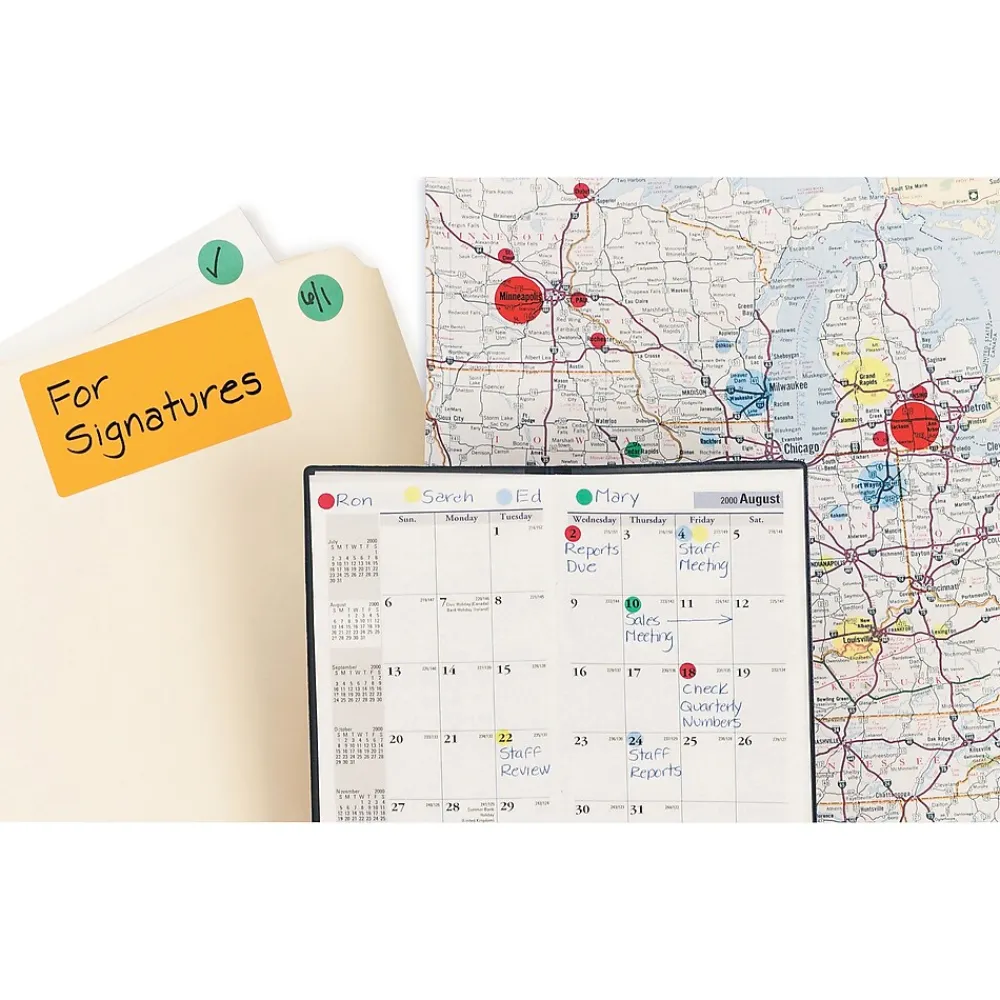 Labels|Avery Color-Coding Labels in Dispenser, 1/4" Dia, Yellow, 450 Stickers/Pack (5792)