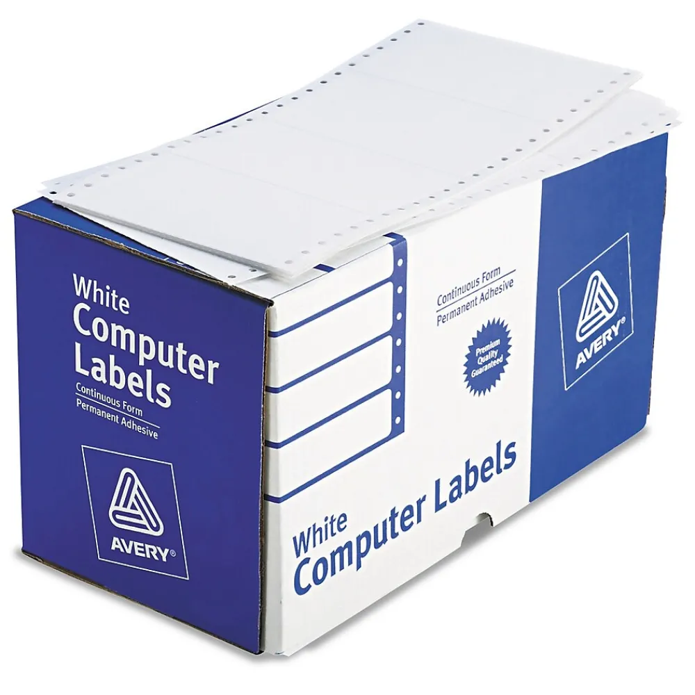 Labels|Avery Computer Labels, Dot Matrix Labels and Pin-Feed Labels, 2-15/16" x 5", White, 3,000 Labels/Pack (4076)