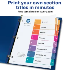 Dividers|Avery Customizable Table of Contents Divider, Multicolor, 3 Sets/Pack (11071)