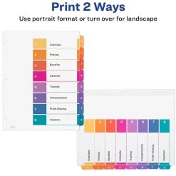 Dividers|Avery Customizable Table of Contents Divider, Multicolor, 3 Sets/Pack (11071)