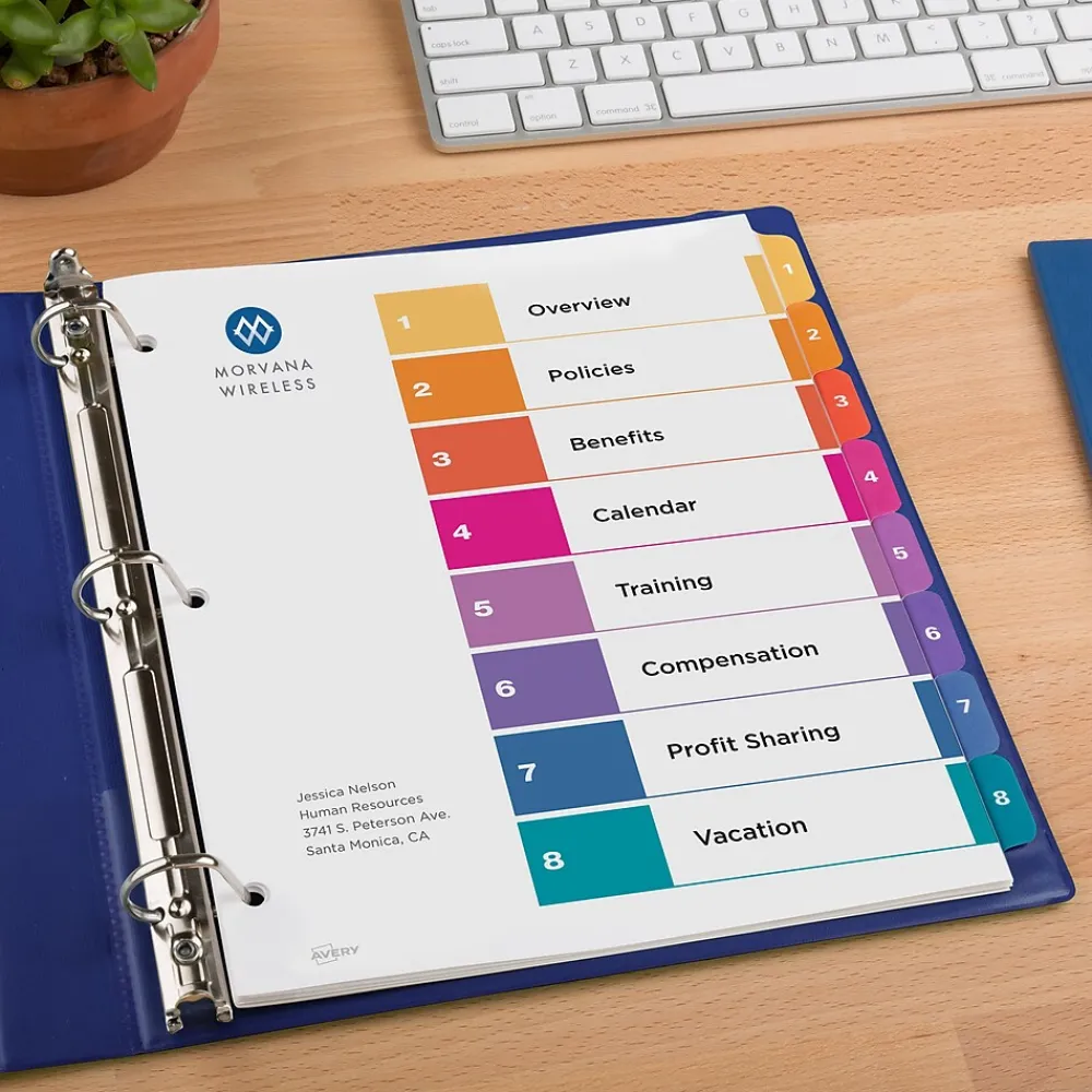 Dividers|Avery Customizable Table of Contents Divider, Multicolor, 3 Sets/Pack (11071)