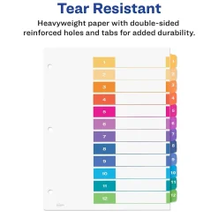 Dividers|Avery Customizable Table of Contents Dividers, 12-Tab, Multicolor, 3 Sets/Pack (11073)