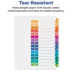 Dividers|Avery Customizable Table Of Contents Divider, 15-Tab, White, 3 Sets/Pack (11074)