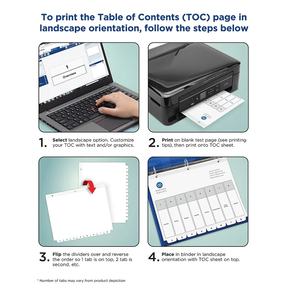 Dividers|Avery Customizable Table of Contents Divider, 10-Tab, White, 3/Pack (11077)