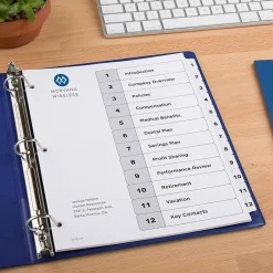 Dividers|Avery Customizable Table of Contents Dividers, 12-Tabs, White, 3 Sets/Pack (11078)