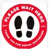Avery Directional "Please Wait Here" Preprinted Floor Decals, 10.5" Diameter, White/Red, 5/Pack (83090)