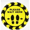 Avery Directional "Please Wait Here" Preprinted Floor Decals, 10.5" Diameter, Yellow/Black, 5/Pack (83020)