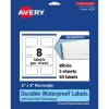 Labels|Avery Durable Waterproof Laser/Inkjet Rectangle Labels, 2" x 3", White, 40 Labels/Pack (36559)