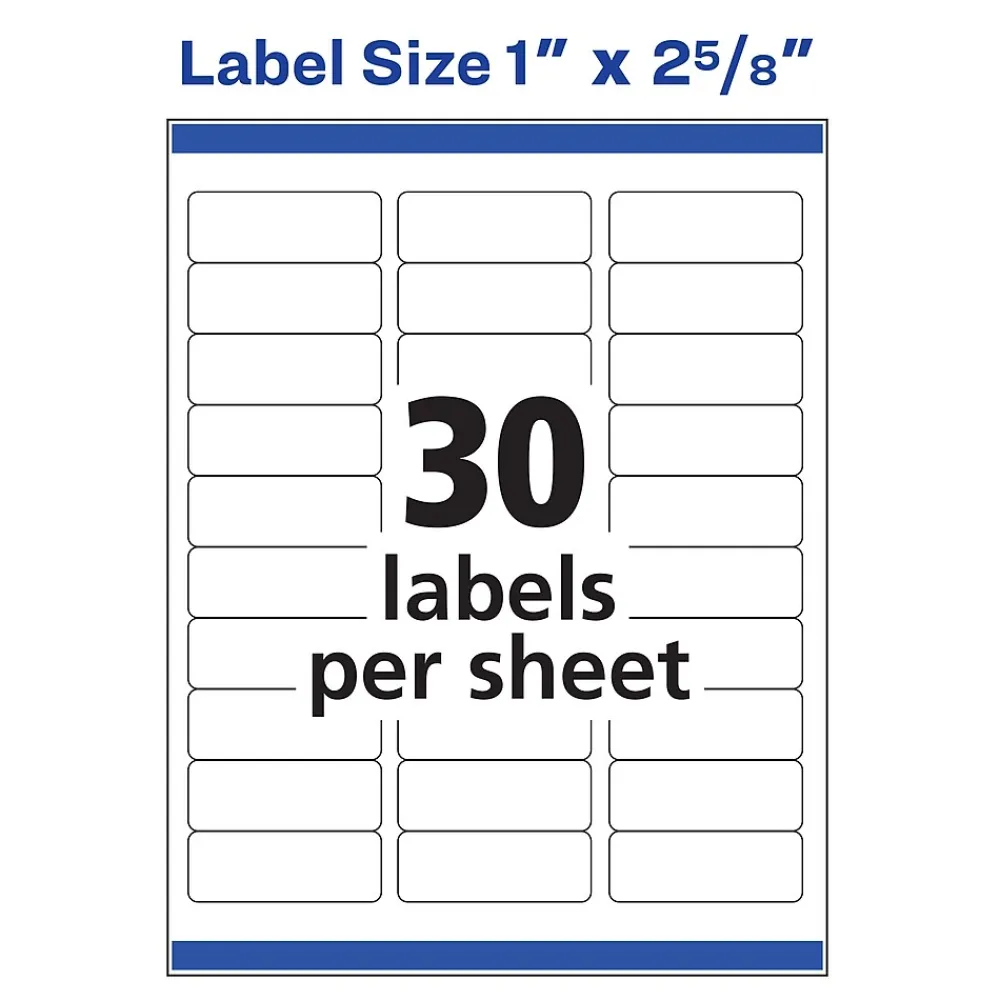 Outlet Avery Easy Peel Inkjet Address Labels, 1" x 2-5/8", White, 3,000 Labels/Box (8460)