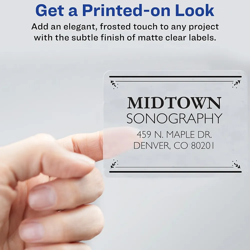 Hot Avery Easy Peel Inkjet Shipping Labels, 3-1/3" x 4", Clear, 60 Labels/Pack (18664)