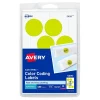 Labels|Avery Easy Peel Laser Color Coding Labels, 1 1/4" Dia, Neon Yellow, 8 Labels/Sheet, 50 Sheets/Pack (5499)