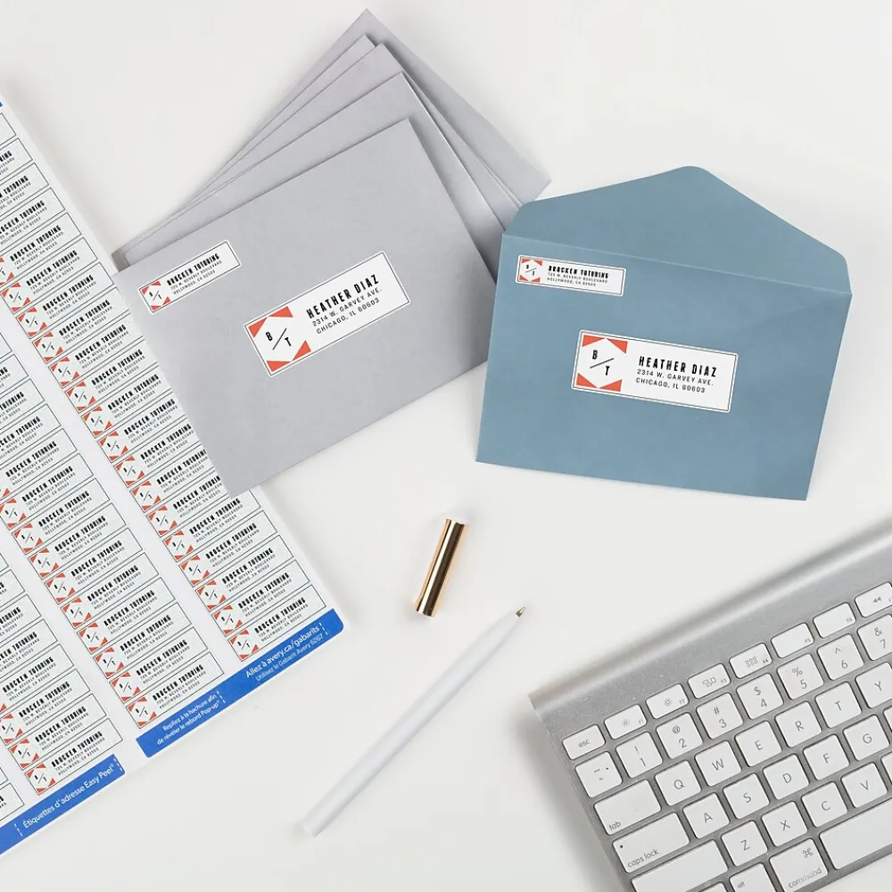 New Avery Easy Peel Laser Return Address Labels, 1/2" x 1-3/4", White, 2,000 Labels/Pack (5267)