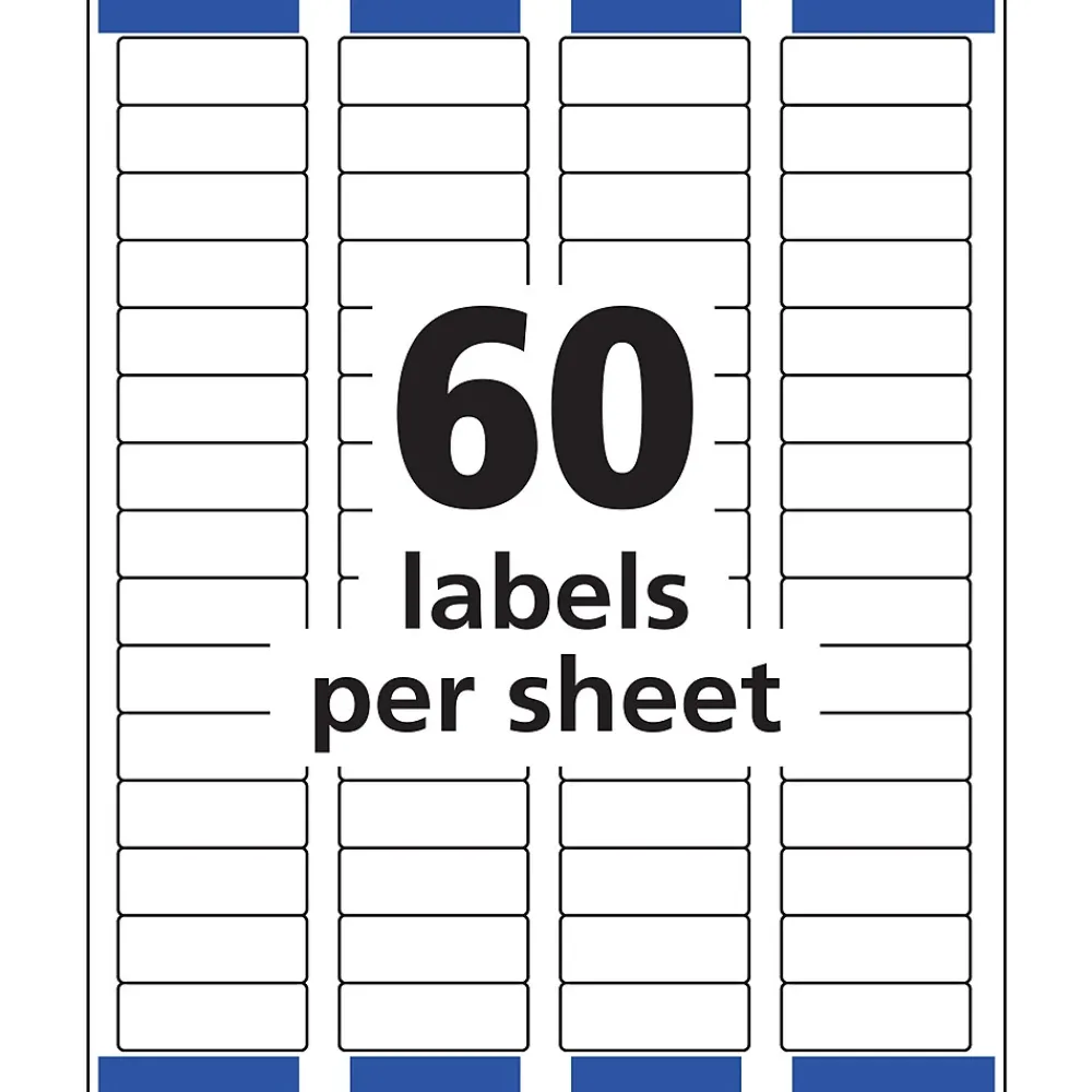 Avery Easy Peel Laser Return Address Labels, 2/3" x 1-3/4", Glossy White, 6,000 Labels/Pack (5155)