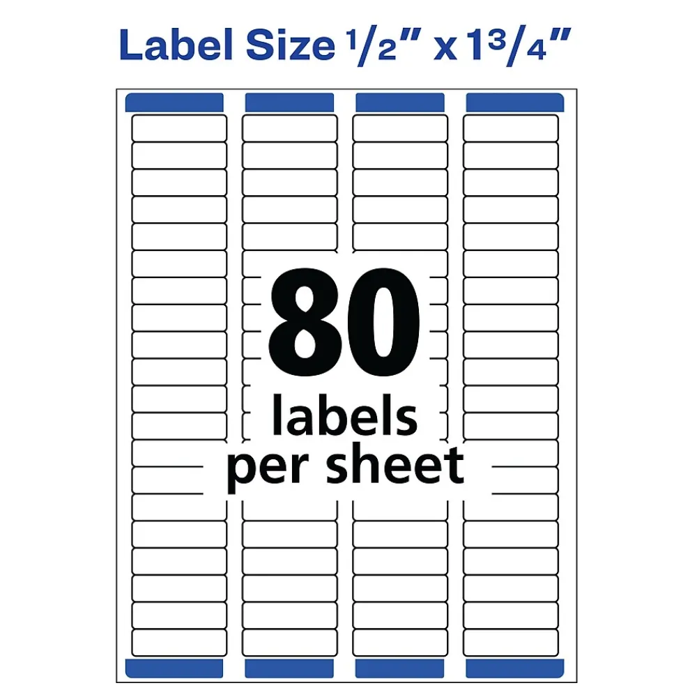 Discount Avery Easy Peel Laser Return Address Labels, 1/2" x 1-3/4", White, 8,000 Labels/Pack (5167)