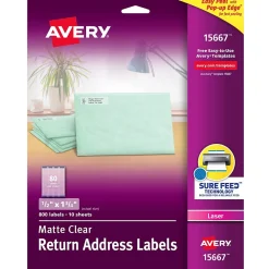 Best Avery Easy Peel Laser Return Address Labels, 2/3" x 1-3/4", Clear, 800 Labels/Pack (15667)