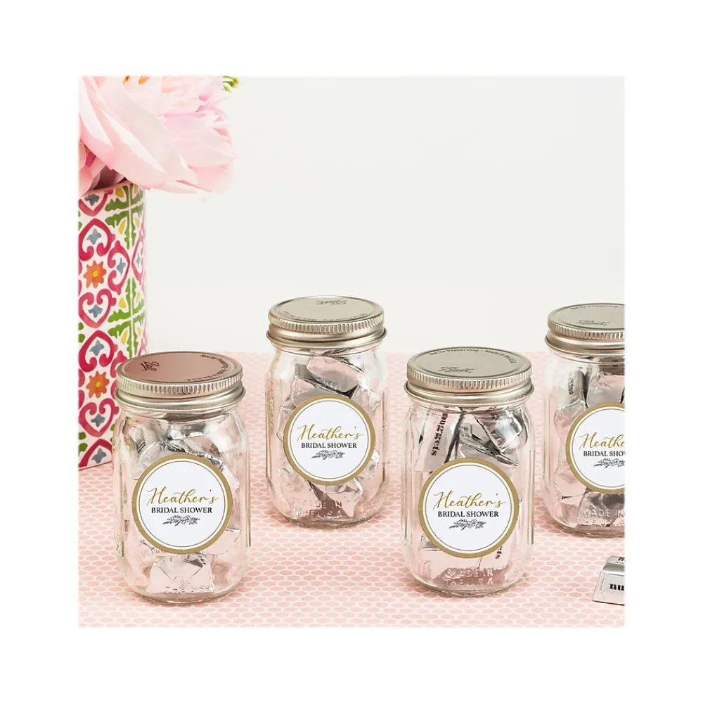 Labels|Avery Easy Peel Laser/Inkjet Round Labels, 2" Dia, White with Metallic Gold Borders, 120 Labels/Pack (22876)