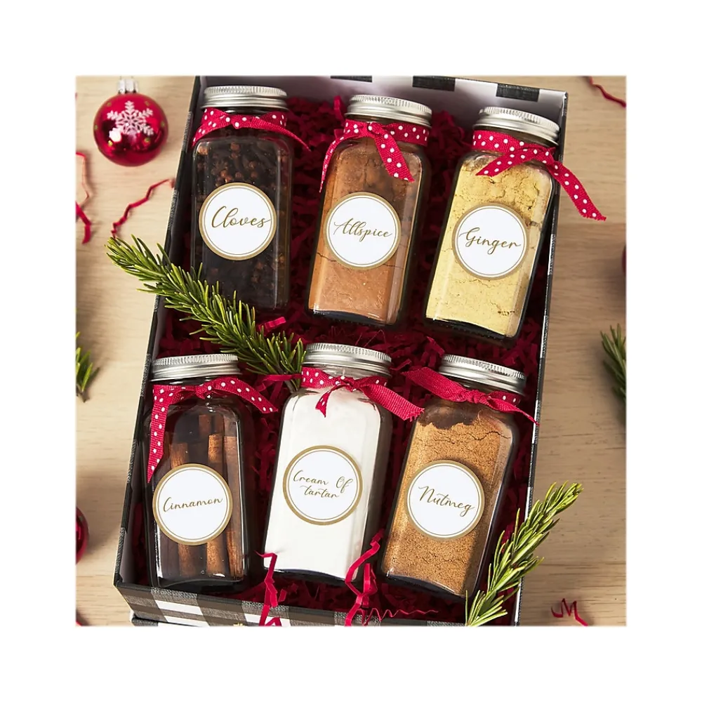 Labels|Avery Easy Peel Laser/Inkjet Round Labels, 2" Dia, White with Metallic Gold Borders, 120 Labels/Pack (22876)