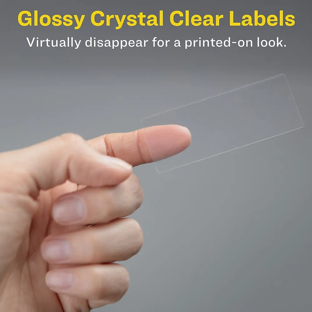 Online Avery Easy Peel Laser/Inkjet Address Labels, 1" x 2-5/8", Glossy Clear, 300 Labels/Pack (6521)