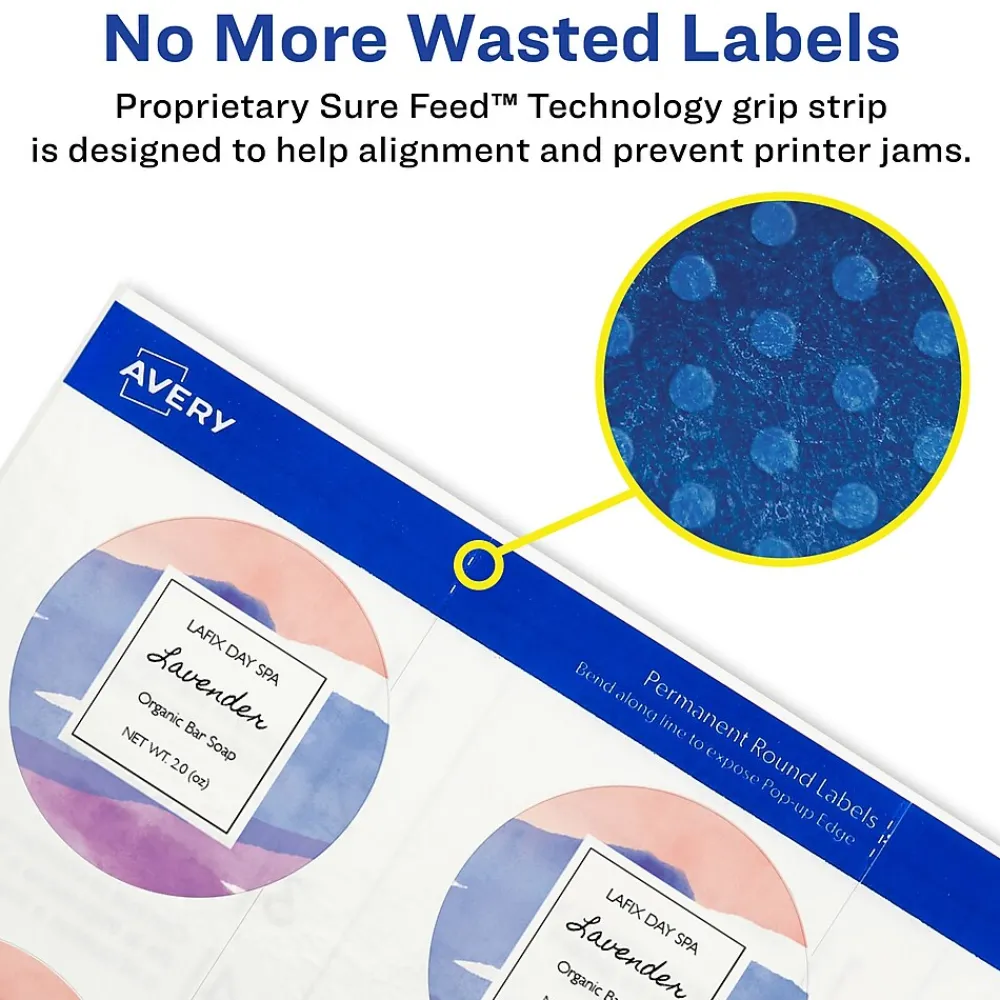 Labels|Avery Easy Peel Laser/Inkjet Round Labels, 3/4" Dia, Glossy Clear, 400 Labels/Pack (4222)