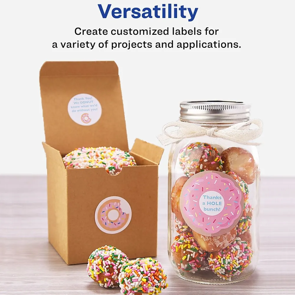 Labels|Avery Easy Peel Laser/Inkjet Round Labels, 3/4" Diameter, White, 80 Labels/Sheet, 10 Sheets/Pack, 800 Labels/Pack (4221)