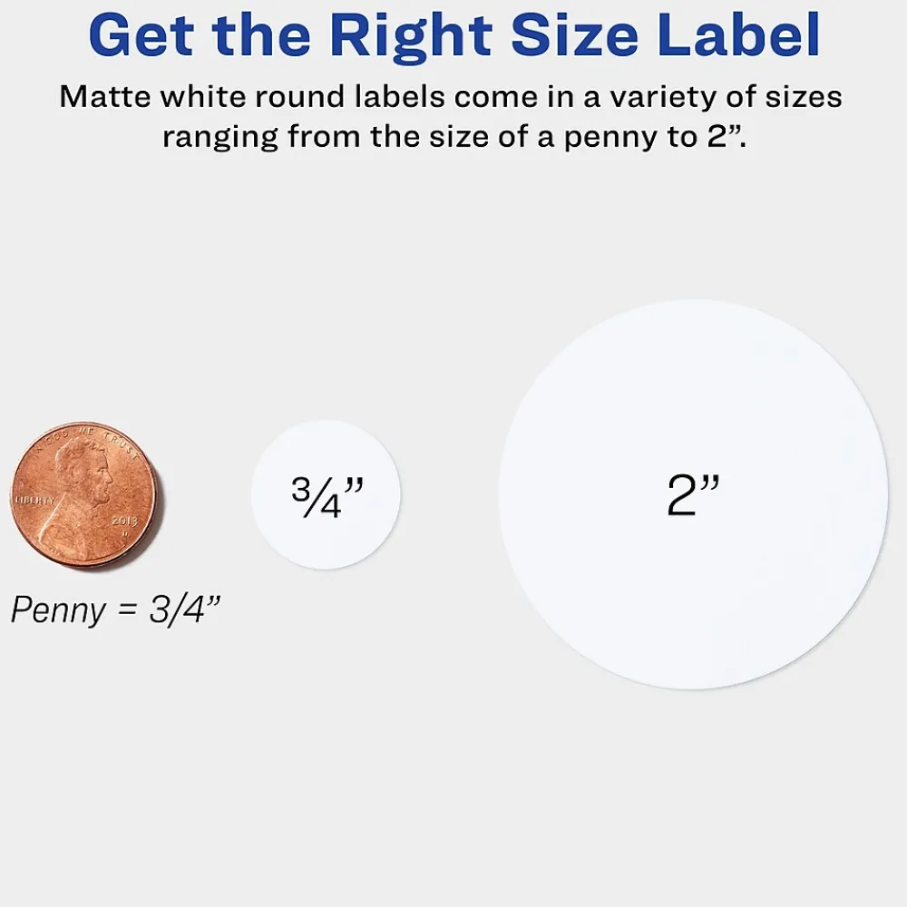 Labels|Avery Easy Peel Laser/Inkjet Round Labels, 3/4" Diameter, White, 80 Labels/Sheet, 10 Sheets/Pack, 800 Labels/Pack (4221)