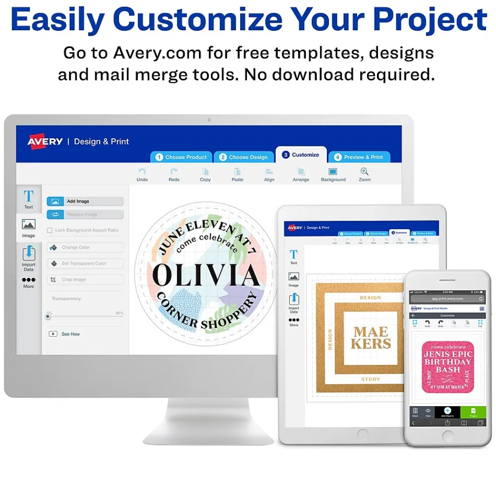 Labels|Avery Easy Peel Laser/Inkjet Color-Coding Labels, 4" x 6" Sheets, 1-1/4" Dia, Assorted Colors, 400 Labels/Pack (5407)