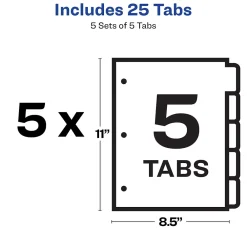 Dividers|Avery EcoFriendly Index Maker Dividers, 5 Tab, White, 5/Pack (AVE11580)