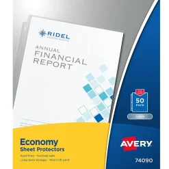 Sheet Protectors|Avery Economy Weight Sheet Protectors, 8-1/2" x 11", Clear, 50/Box (74090)