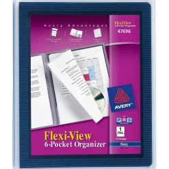 Pocket Folders|Avery Flexi-View 6-Pocket Presentation Folder, Navy Blue (47696)