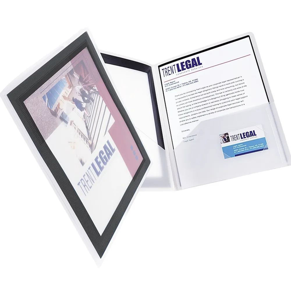 Pocket Folders|Avery Flexi-View 2-Pocket Presentation Folders, Black, 2/Pack (47847)