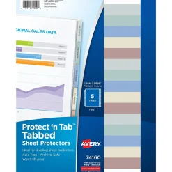 Sheet Protectors|Avery Heavyweight Protect 'n Tab 5 Tabs, 8-1/2" x 11", Clear, 1/Set (74160)