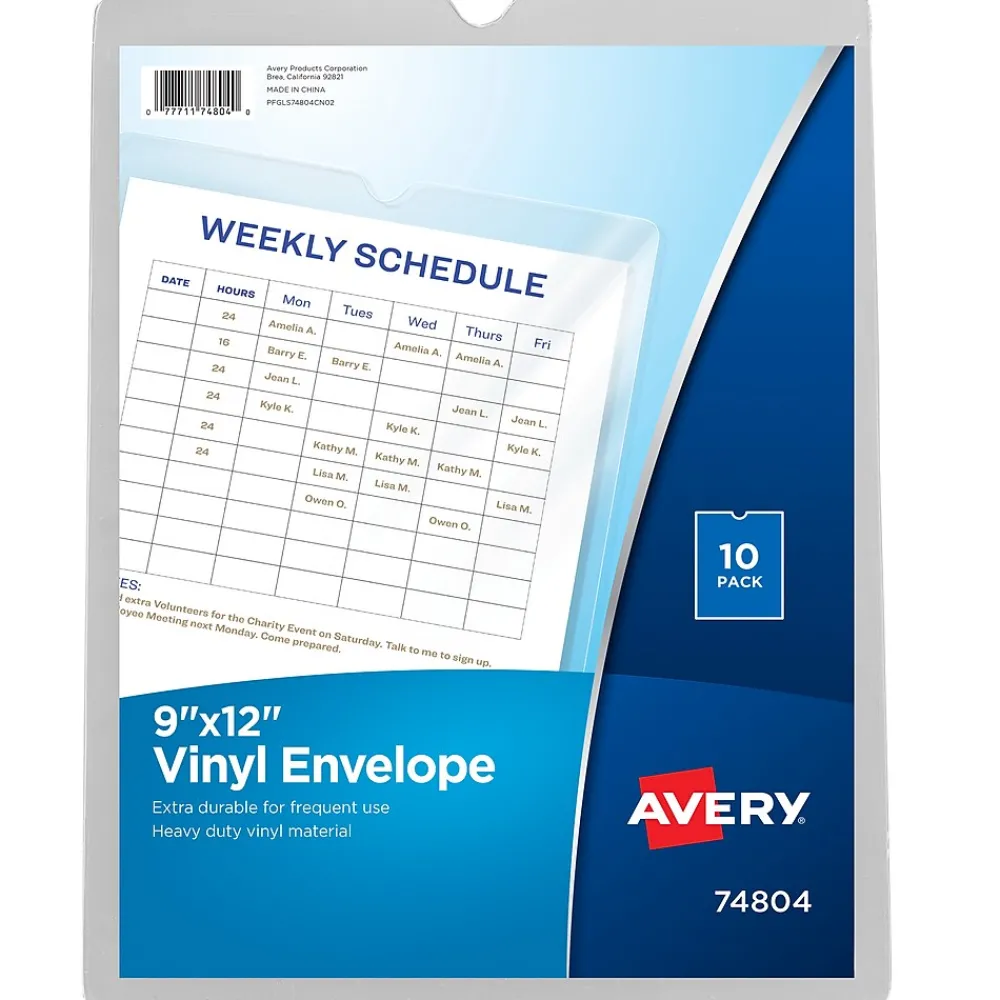 Sheet Protectors|Avery Heavyweight Sheet Protectors, 9" x 12", Clear, 10/Pack (74804)